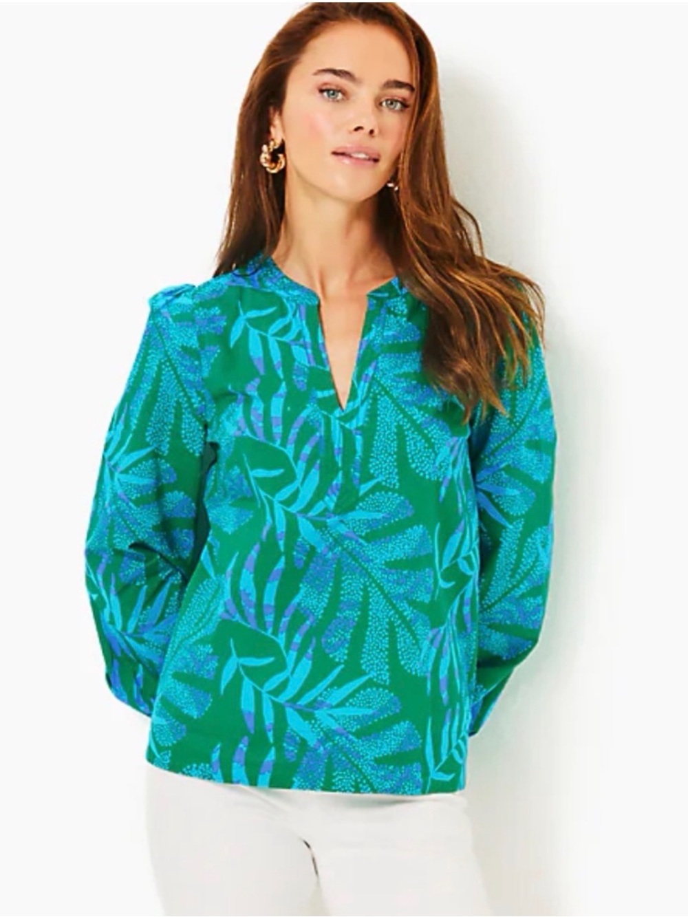 Lilly Pulitzer Cotton Top in the Fiddle Leaf Green it’s a Jungle Out There Print